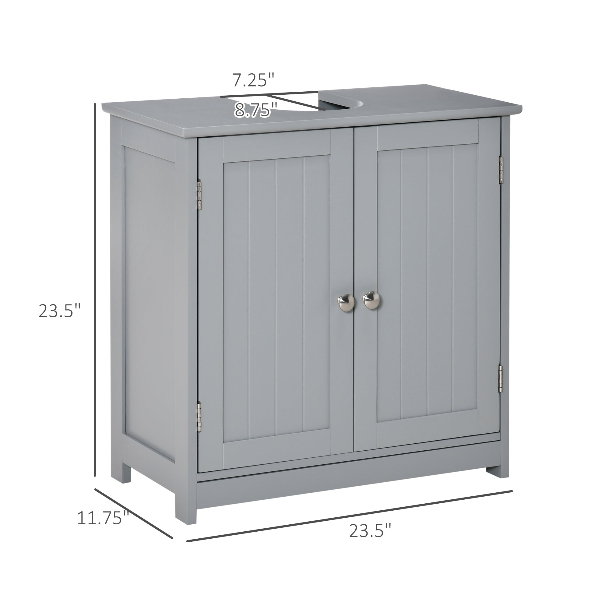 HAOYYE Bathroom Storage Cabinet with Adjustable Shelf and U Shaped Cut Out for Under Sink, Freestanding Wooden Cabinet with Door for Bathroom Organizer, Modern Space Saving Floor Cabinet for Home and Apartment