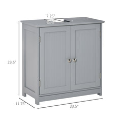 HAOYYE Bathroom Storage Cabinet with Adjustable Shelf and U Shaped Cut Out for Under Sink, Freestanding Wooden Cabinet with Door for Bathroom Organizer, Modern Space Saving Floor Cabinet for Home and Apartment