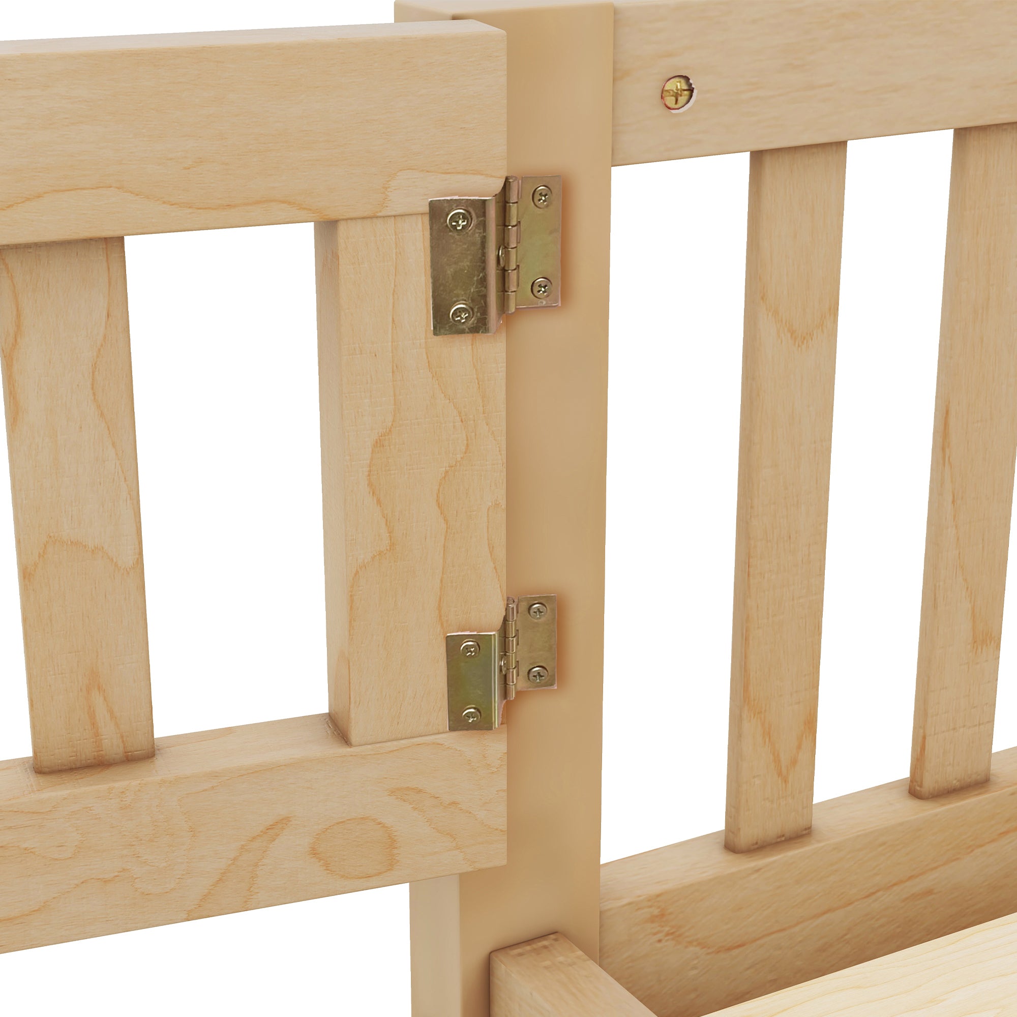 HAOYYE Twin Size Bed Floor Bed with Safety Guardrails and Door for , Natural(Old SKU: W158090686) Sturdy Space-Saving Heavy Duty Modern Design Adults Dorm Room Easy Assembly Bedroom Furniture