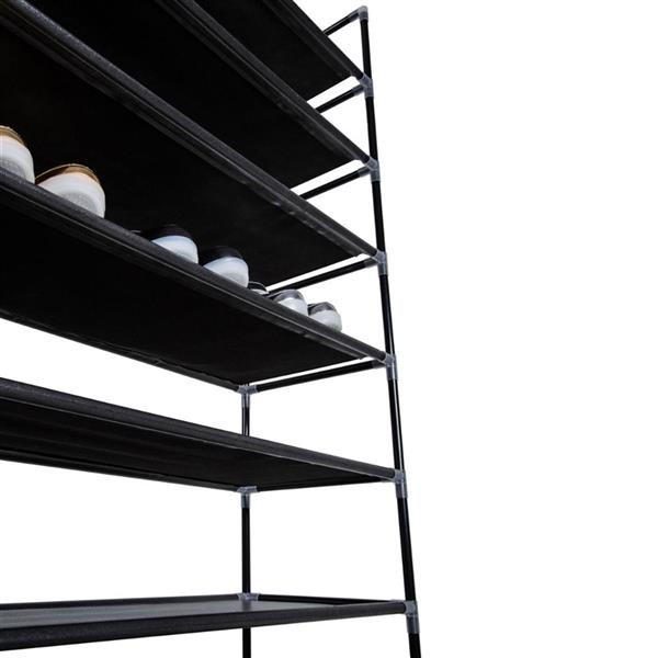 HAOYYE 10-Tier Non-Woven Fabric Shoe Rack, Durable Black Space-Saving Organizer with Handle, Modern Design for Versatile Use, Premium Quality Storage Solution for Home Essentials, Sleek Stylish Look and Simple Assembly
