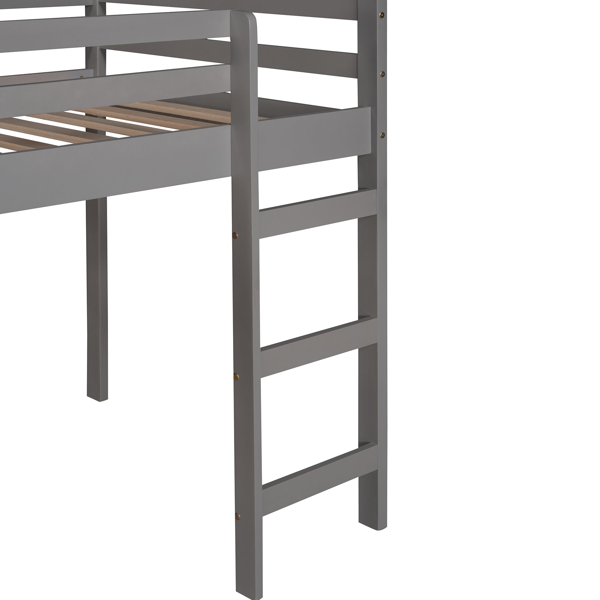 HAOYYE Twin Loft Bed with Slide, House Bed with Slide,Gray(OLD SKU :WF286245AAE) Sturdy Space-Saving Heavy Duty Modern Design Adults Dorm Room Easy Assembly Bedroom Furniture