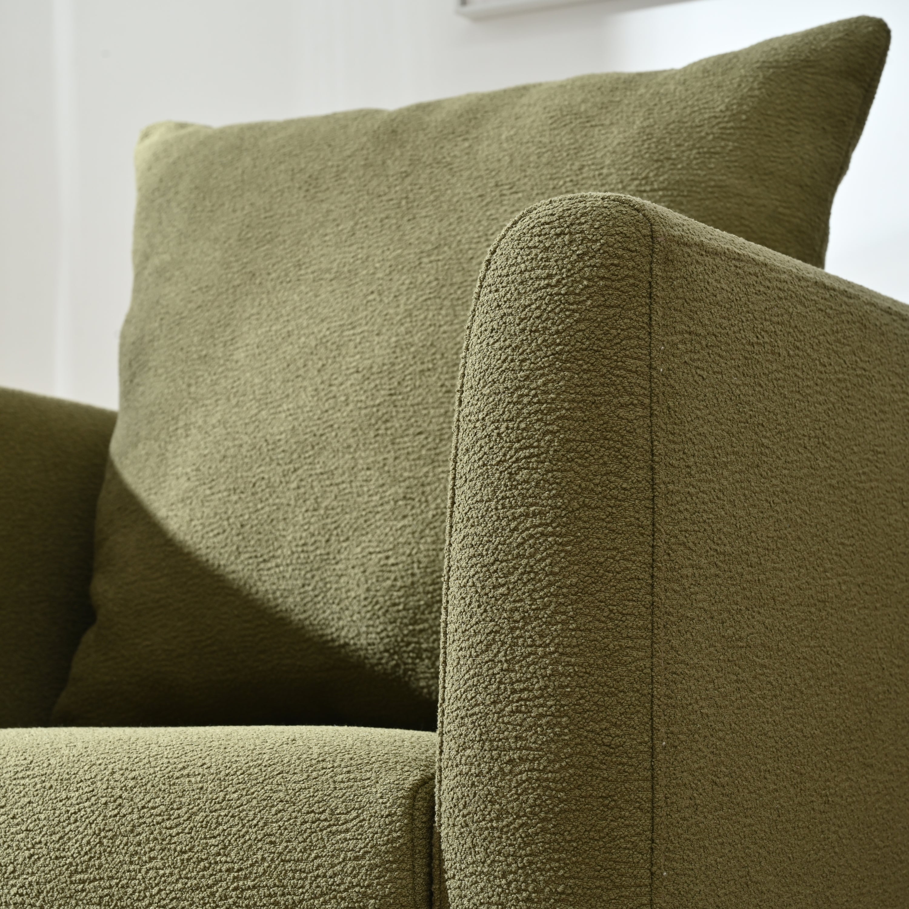 HAOYYE Barrel Chair, Modern Accent Chair, Fabric Armchair Club Chair,Upholstered Arm Chair with Solid Wood Legs,Waist Pillow,Padded Single Chair for Living Room/Bedroom/Study/Waiting Room,Olive Green Sturdy