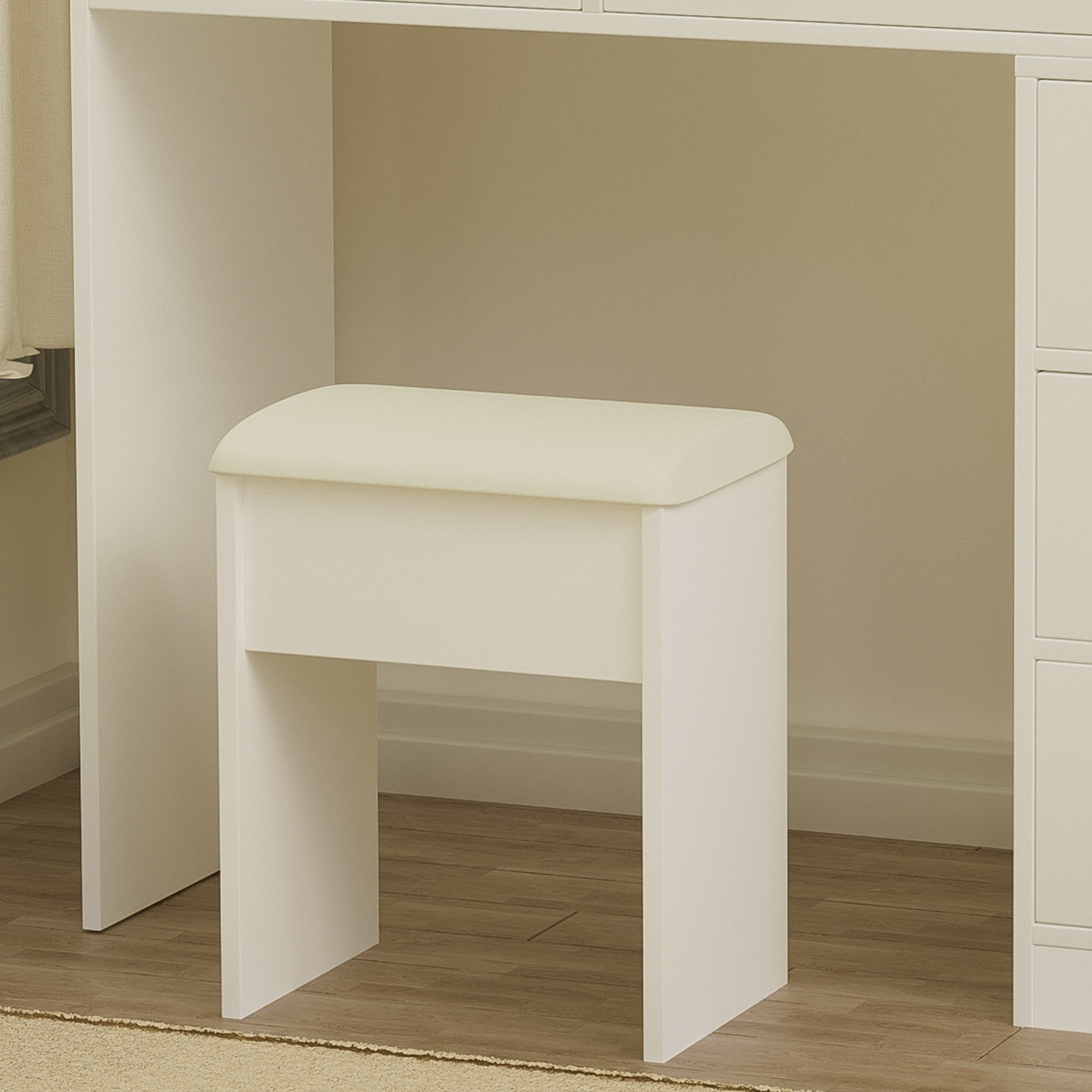 HAOYYE Fashion Vanity Desk with Mirror and Lights for Makeup and Cushioned Chair, Vanity Mirror with Lights and Table Set with 3 Color Lighting Brightness Adjustable,Dressing table, White Color Sturdy