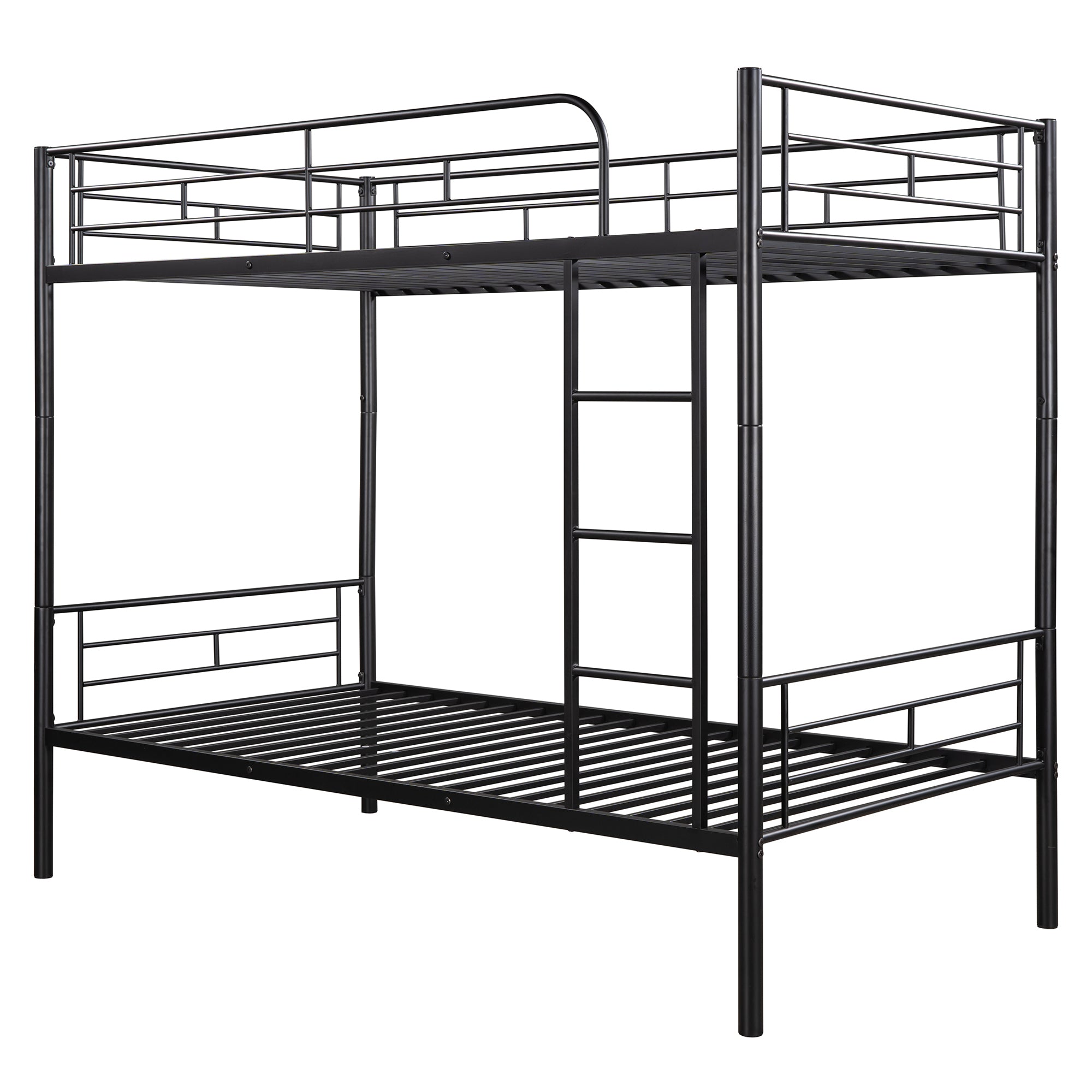HAOYYE Twin Over Twin Metal Bunk Bed (Black) ( old sku: MF189201BAA ) Sturdy Space-Saving Heavy Duty Modern Design Easy Assembly Durable Stylish Home Furniture Versatile