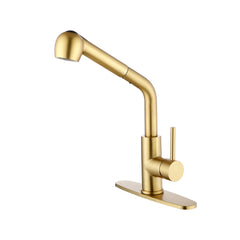 Haoyye Single Handle Kitchen Faucet with Pull Out Sprayer, 360° Swivel Stainless Steel Sink Faucet with Dual Water Modes, Stream and Spray, Easy Installation, Anti-Rust Finish, Modern Space-Saving Design for Home, Apartment or Utility Kitchen