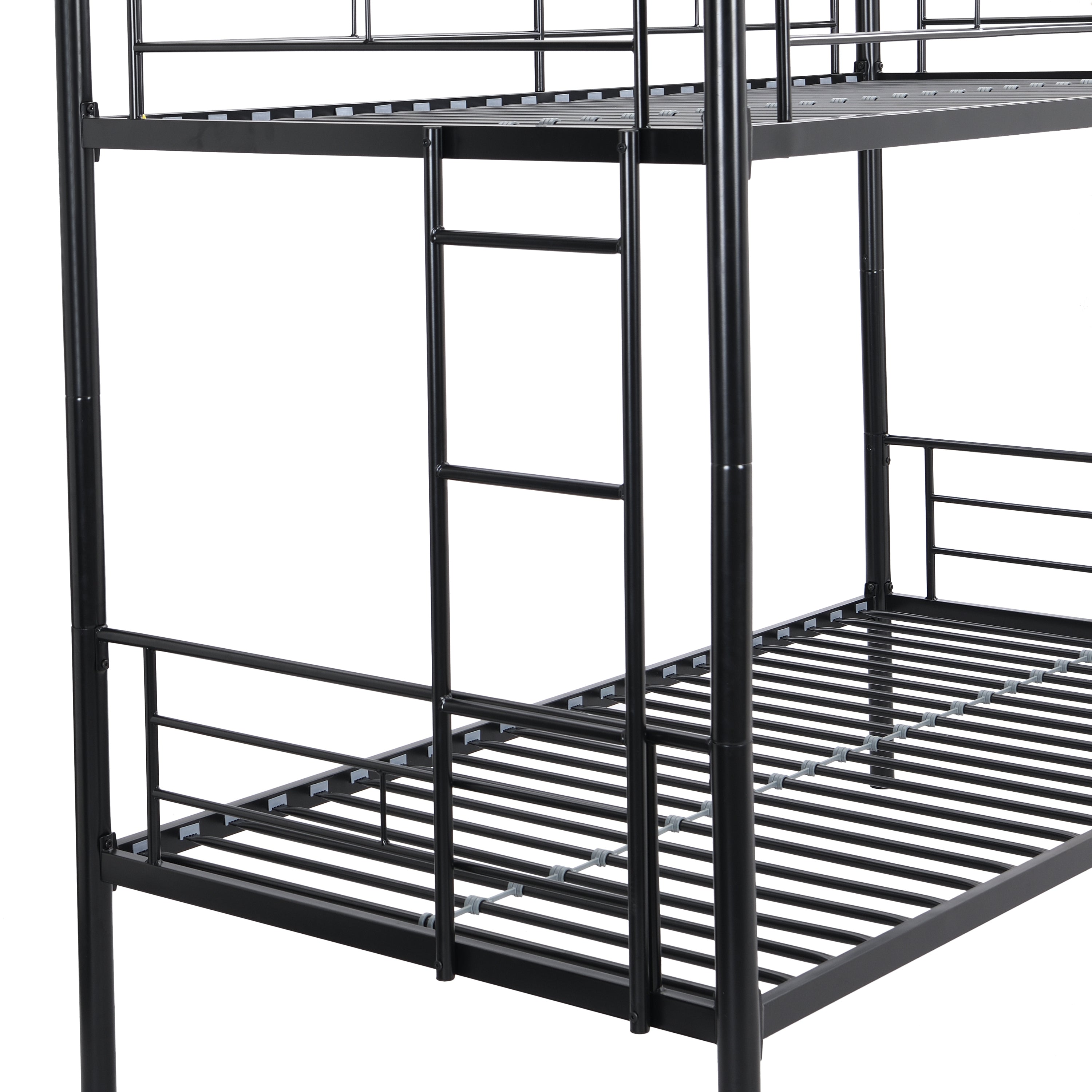 HAOYYE METAL BUNK BED BLACK Sturdy Space-Saving Heavy Duty Modern Design Adults Dorm Room Easy Assembly Bedroom Furniture