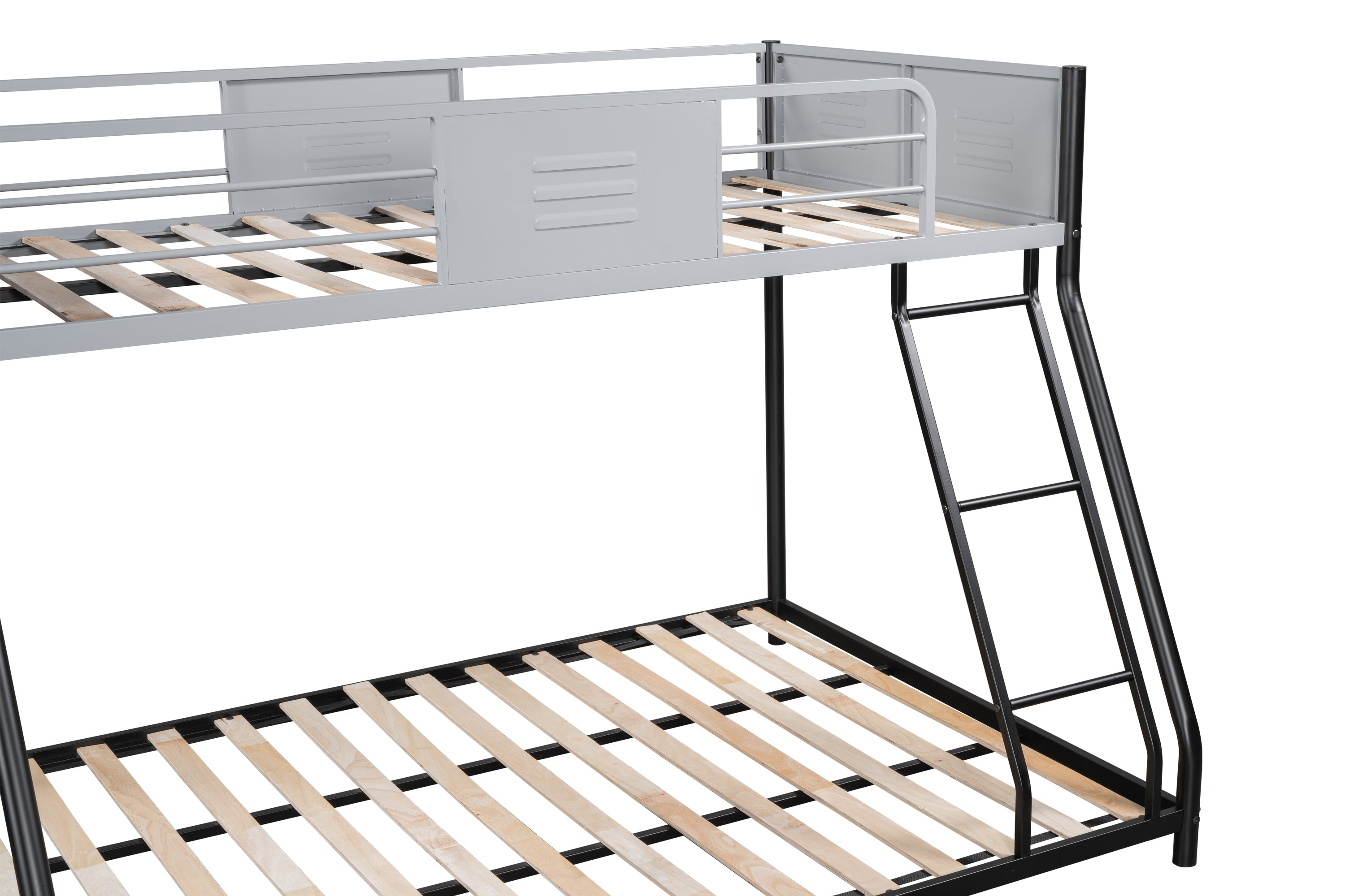 HAOYYE Metal Twin over Full Bunk Bed/ Heavy-duty Sturdy Metal/ Noise Reduced/ Safety Vent Board Guardrail/ CPC Certified/ No Box Spring Needed Space-Saving Heavy Duty Modern Design Adults Dorm Room