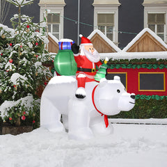 HAOYYE 6FT Inflatable Santa Claus Riding Polar Bear Decoration with 15W Power and 7 LED Lights, Holiday Yard Outdoor Christmas Decoration for Front Lawn Garden Festive Display Winter Party Décor