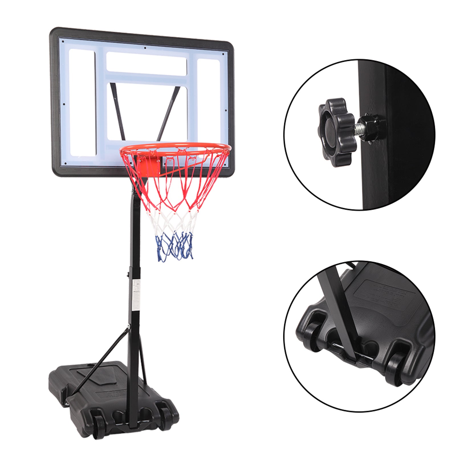 Haoyye Portable Basketball Stand with Adjustable Height, PVC Backboard, Adjustable Hoop for Outdoor Play, Durable Steel Frame, Easy to Assemble and Move, Perfect for Backyard or Outdoor Sports Activities