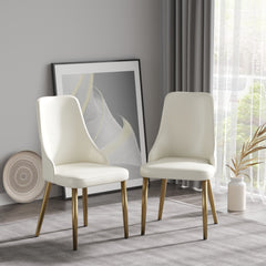 HAOYYE Modern PU Dining Chair Set of 2, Sponge-Filled Cushion, Solid Wood Metal Legs, Ideal For Restaurants, Living Rooms, and Bedrooms, Sturdy Space-Saving Heavy Duty Modern Design Adults Dorm Room