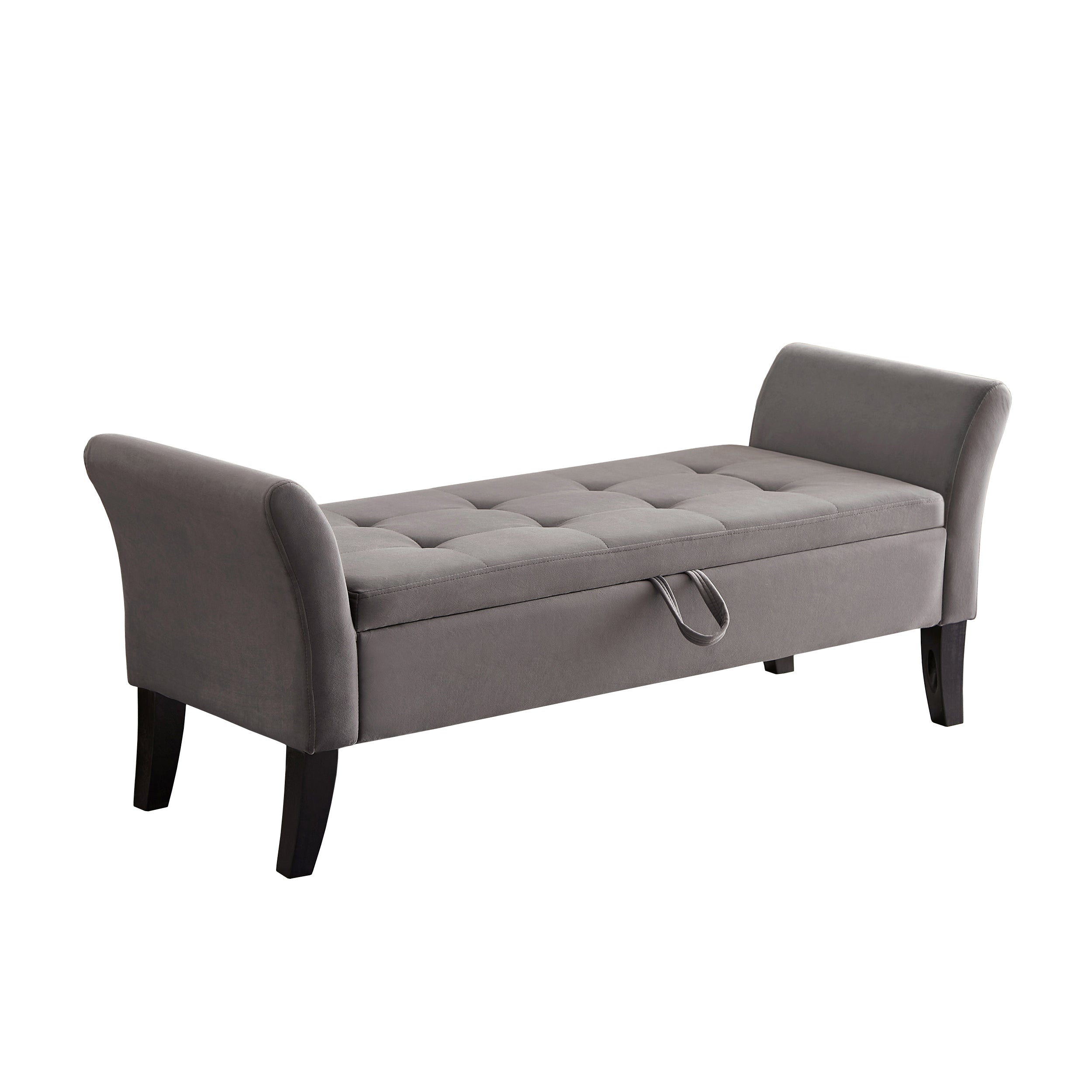 HAOYYE 51.5" Bed Bench with Storage Grey Velvet Sturdy Space-Saving Heavy Duty Modern Design Adults Dorm Room Easy Assembly Bedroom Furniture
