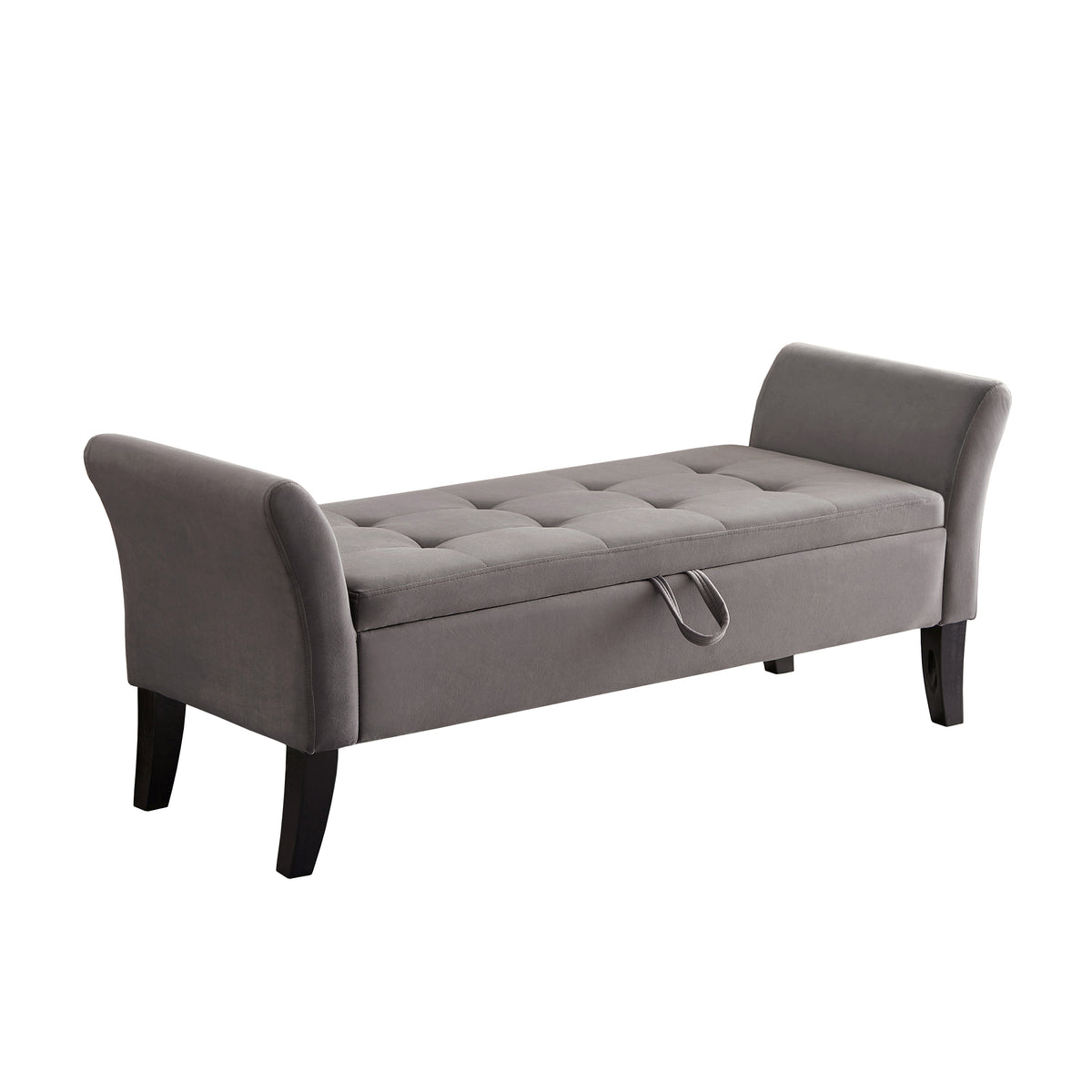 HAOYYE 51.5" Bed Bench with Storage Grey Velvet Sturdy Space-Saving Heavy Duty Modern Design Adults Dorm Room Easy Assembly Bedroom Furniture