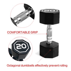HAOYYE Premium 20 lbs Octagonal Dumbbells with Large Number Markings and Hard Chrome Plated Handles Durable Non-Slip Weights for Strength Training Push-Ups Home Gym Workouts and Full Body Fitness