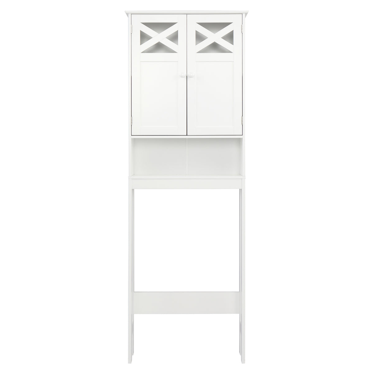 HAOYYE Double Door Fork Toilet Cabinet White, Bathroom Storage Organizer with Spacious Shelves and Durable Construction, Stylish Space-Saving Design for Efficient Bathroom Organization and Easy Access