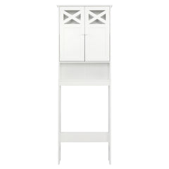 HAOYYE Double Door Fork Toilet Cabinet White, Bathroom Storage Organizer with Spacious Shelves and Durable Construction, Stylish Space-Saving Design for Efficient Bathroom Organization and Easy Access