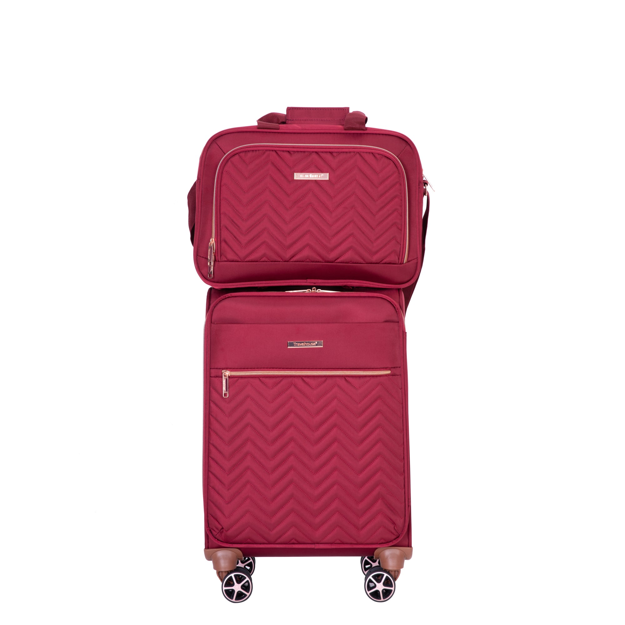 HAOYYE 4-Piece Set (16/20/24/28) ,Softshell Suitcase Spinner Wheels Terylene Luggage Sets Carry On Suitcase Luggage Lightweight Durable Suitcase Wine Red Sturdy Space-Saving Heavy Duty Modern Design