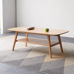 HAOYYE Center table Low Table 100% solid wood Top plate Desk Coffee table Width 100 x Depth 50 x Height 44 cm Study desk Work from home Easy to assemble Natural wood with storage shelf Natural writing desk