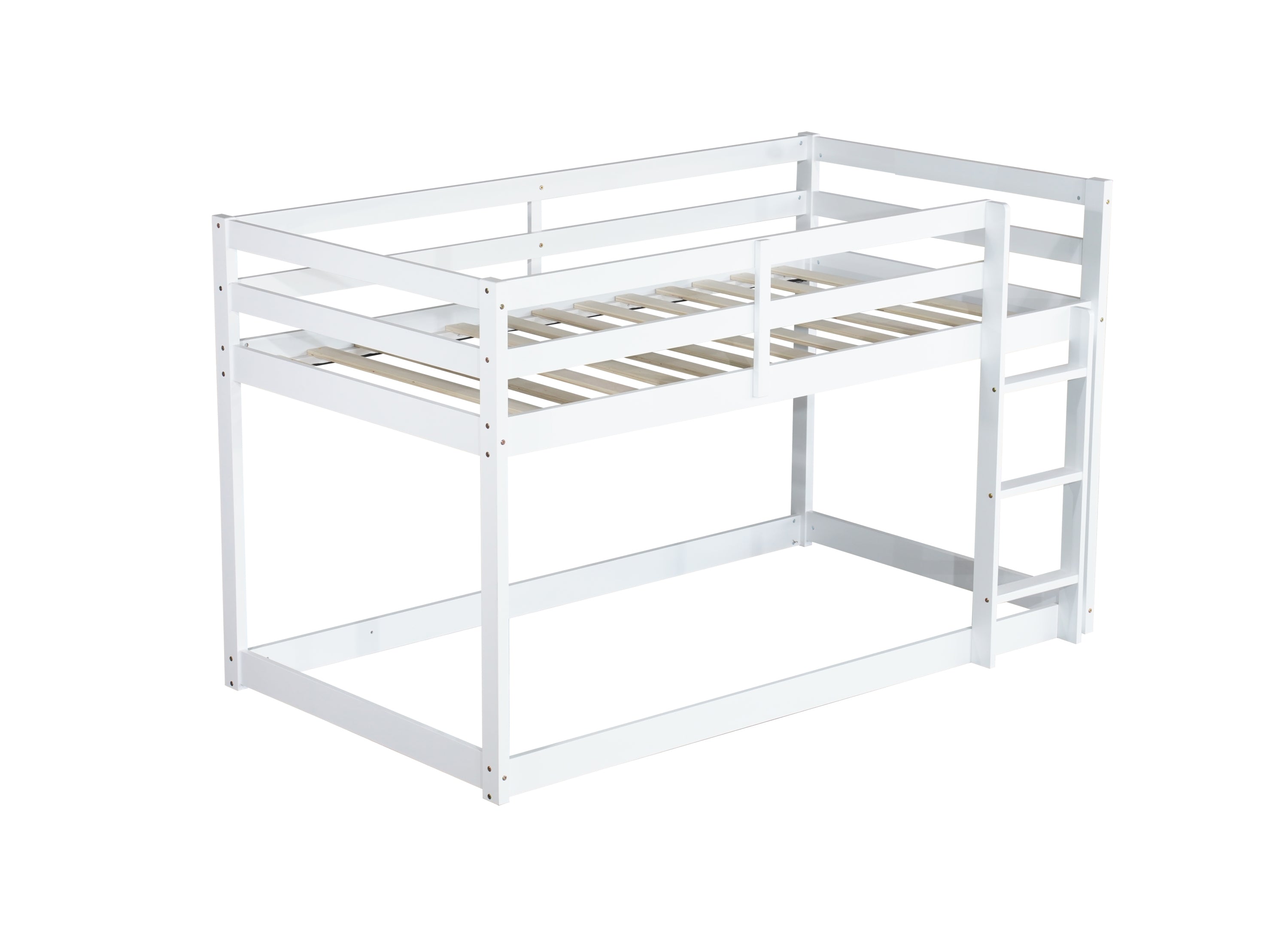 HAOYYE Solid Wooden, Solid Rubber Wooden Twin over Twin Loft Bed with Ladder, with Bed Platform of Strengthened Slats,White Sturdy Space-Saving Heavy Duty Modern Design Adults Dorm Room Easy Assembly