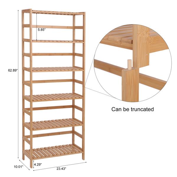 HAOYYE 100% Bamboo Bookshelf, Multi-Functional Adjustable 6-Layer Shelf for Living Room, Bedroom, Study, Office, Natural Wood, Eco-Friendly & Durable, Soft Cozy Warm Flannel Fleece Home Decor, Luxury Storage Solution