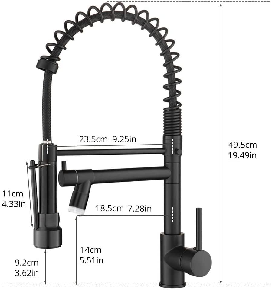HAOYYE LED Commercial Kitchen Faucet with Pull Down Sprayer, Single Handle Single Lever Kitchen Sink Faucet Sturdy Space-Saving Heavy Duty Modern Design Adults Dorm Room Easy Assembly Bedroom Furniture