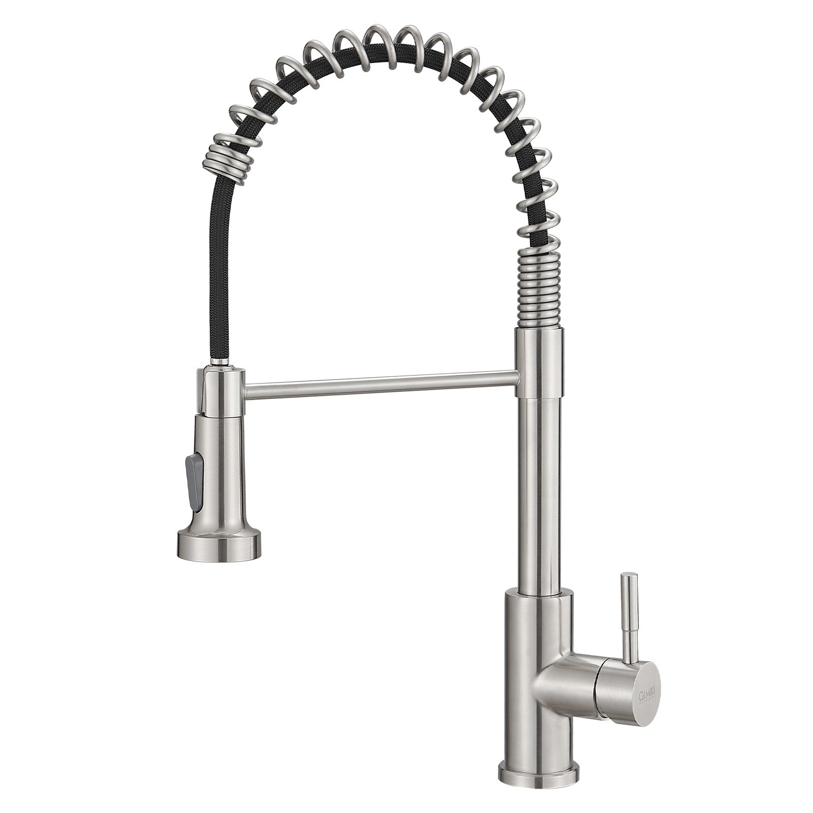 HAOYYE Commercial Brushed Nickel Kitchen Faucet with Pull Out Sprayer, Single Handle Single Lever Kitchen Sink Faucet Sturdy Space-Saving Heavy Duty Modern Design Adults Dorm Room Easy Assembly