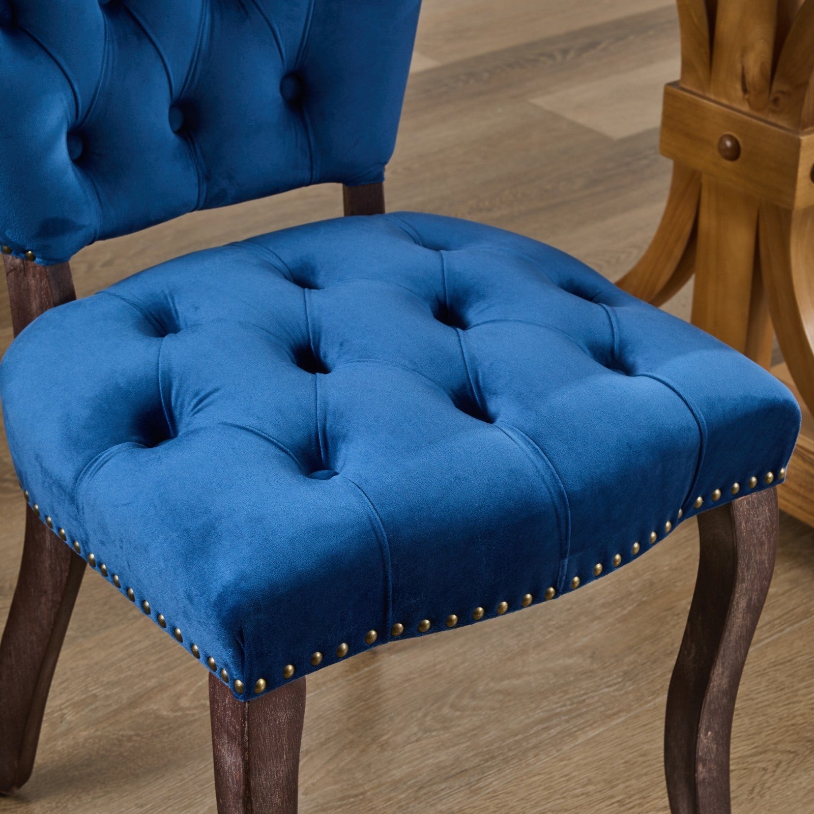 HAOYYE French Vintage Tufted Upholstered Fabric Dining Chair,Set of 2,Blue,SW1869BL Sturdy Space-Saving Heavy Duty Modern Design Easy Assembly Durable Stylish Home Furniture Versatile