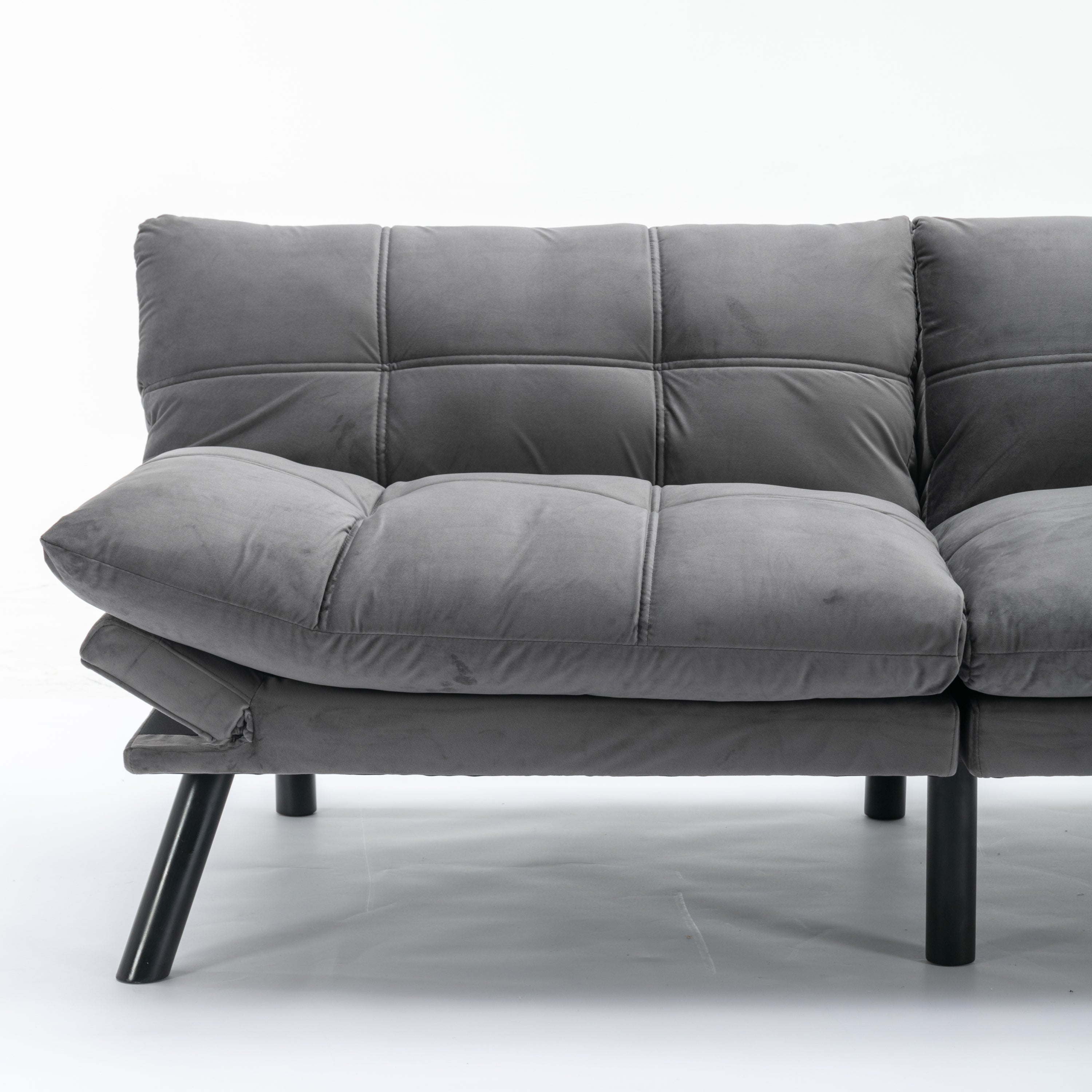 HAOYYE Light Grey Convertible Folding Modern sofa Bed Sturdy Space-Saving Heavy Duty Modern Design Adults Dorm Room Easy Assembly Bedroom Furniture