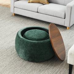 HAOYYE Round Storage Ottoman 2 in 1 Multifunctional End Table and Ottoman with Integrated Seat for Adults in Heavy Duty Construction and Space Saving Modern Design Ideal for Dorm Room and Office Use with Easy Assembly and Versatile Storage