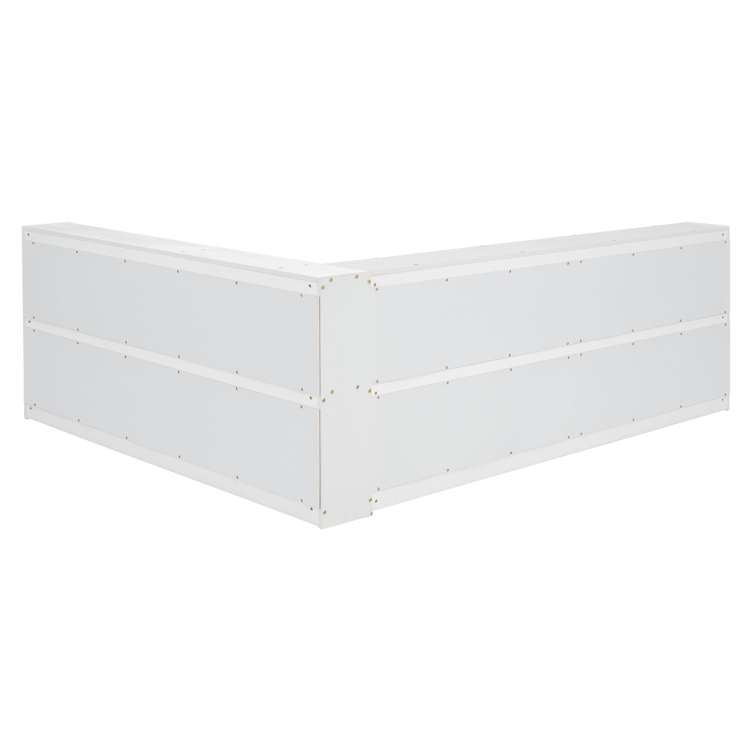 HAOYYE Full Floor Bed with L-shaped Bookcases, sliding doors,without slats,White Sturdy Space-Saving Heavy Duty Modern Design Easy Assembly Durable Stylish Home Furniture Versatile