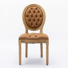 HAOYYE French Style Solid Wood Frame Antique Painting,Hand-pulled buckle decoration PU artificial leather Dining Chair with Nailhead Trim ,Wood Legs,Density Foam,Steel Spring inner,Set of 2,Orange,SW1839OG