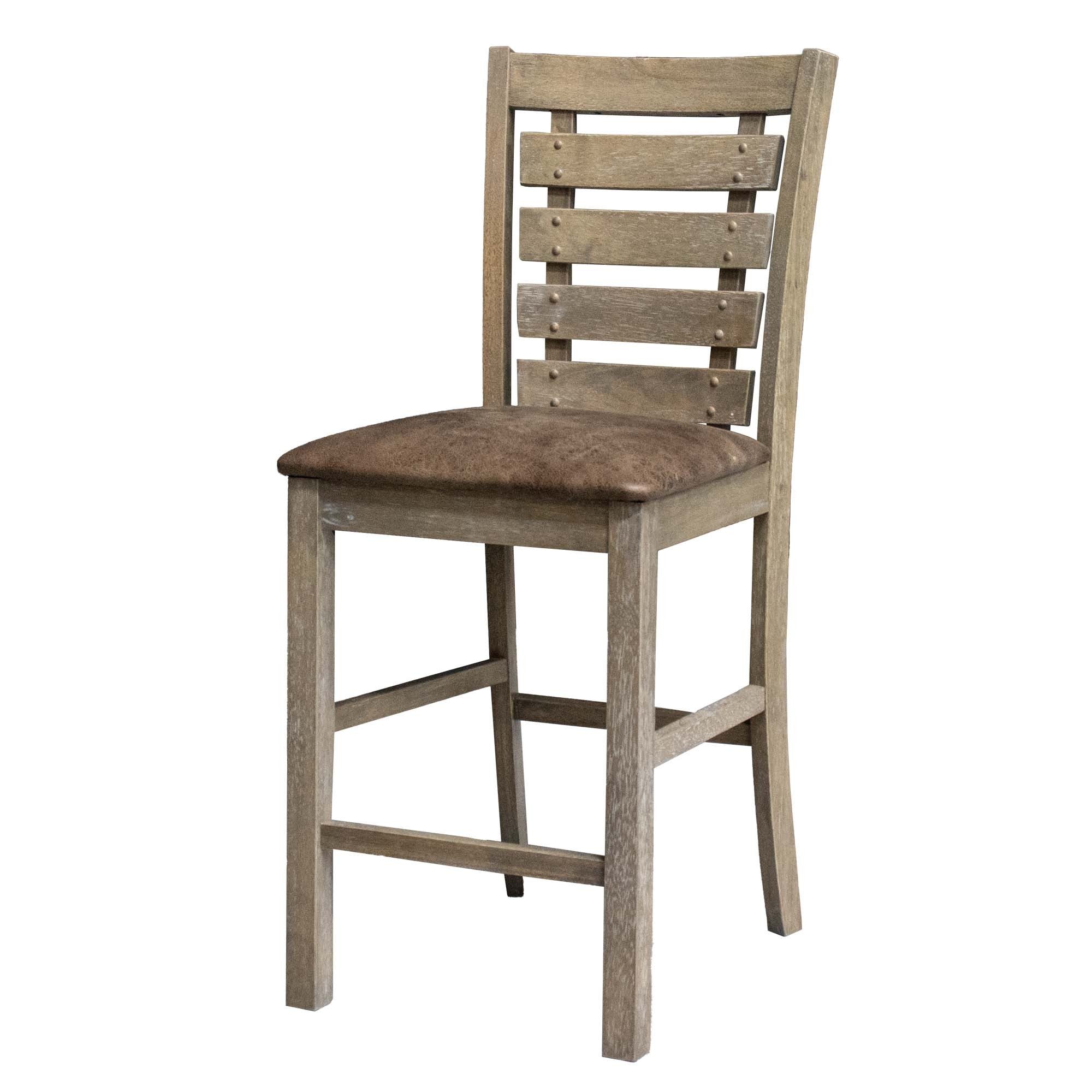 HAOYYE Set of 2 Dining Counter Height Chairs Modern Farmhouse Rustic Look Distressed Design Ladderback Solid Wood Sturdy Space-Saving Heavy Duty Modern Design Adults Dorm Room Easy Assembly