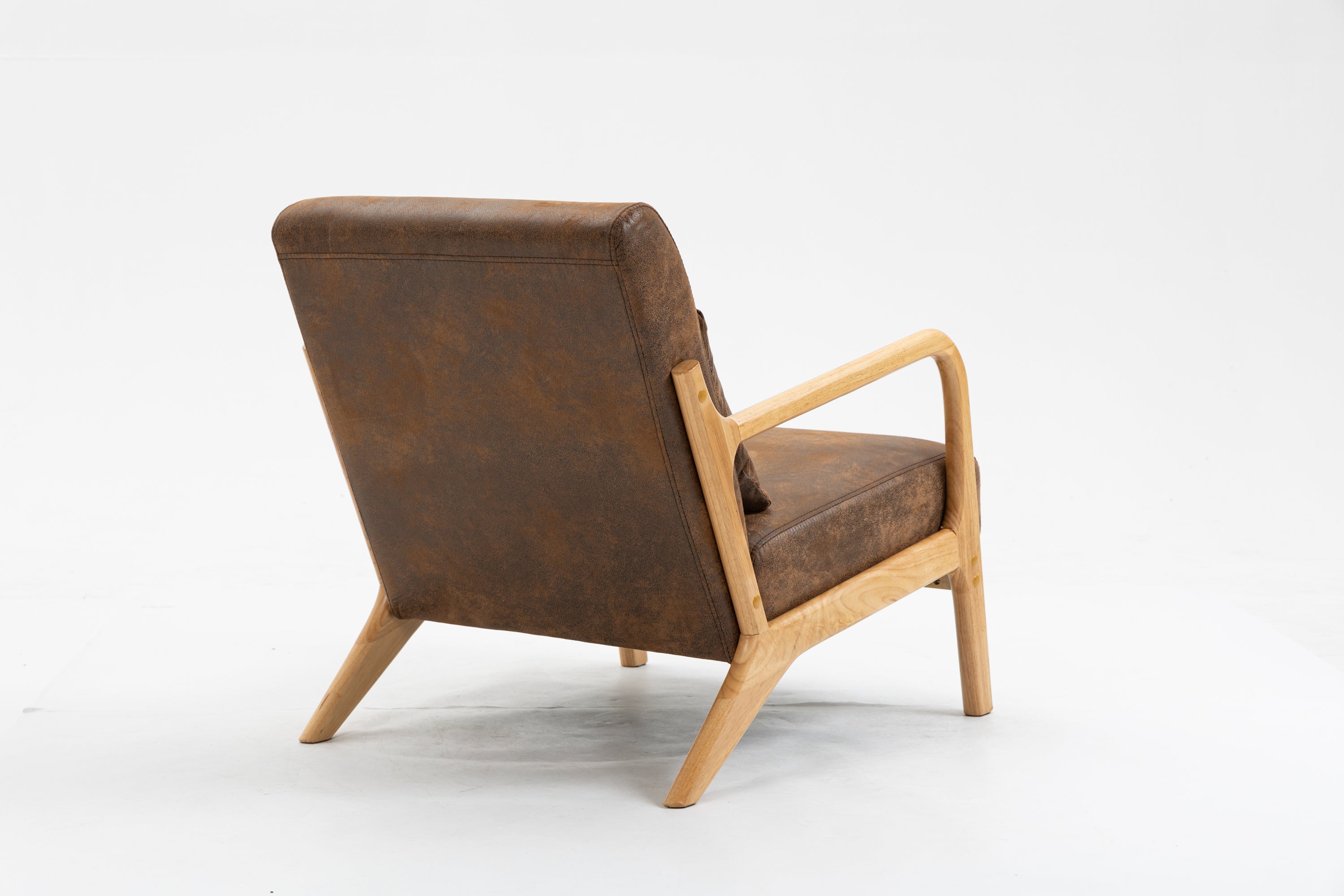 HAOYYE Mid Century Modern Accent Chair with Wood Frame, Upholstered Living Room Chairs with Waist Cushion, Reading Armchair for Bedroom Sunroom Sturdy Space-Saving Heavy Duty Modern Design Adults