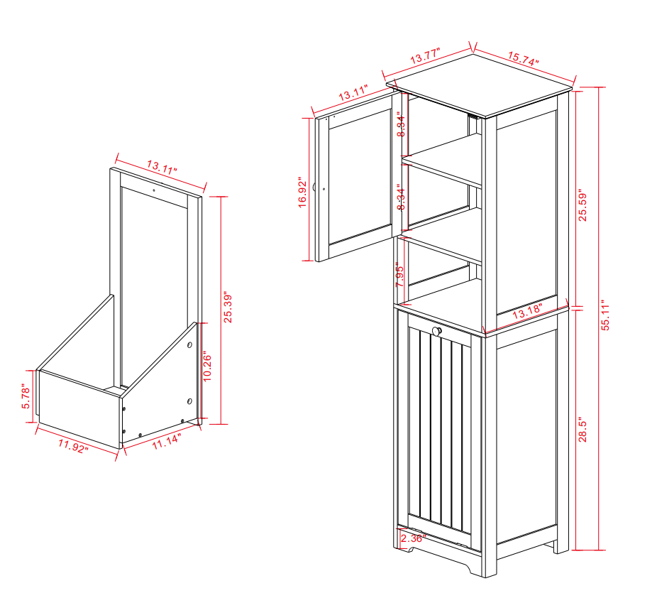 Haoyye One-Compartment Tilt-Out Laundry Sorter Cabinet, Modern Space-Saving Storage Unit with Removable Bag and Top Shelf, Sturdy MDF Construction with UV Finish, Stylish Organizer for Bathroom, Bedroom, or Laundry Room, Easy Assembly