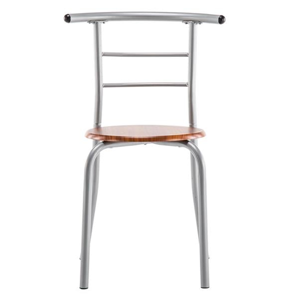 HAOYYE Brown Wood Grain PVC Breakfast Table Set with One Table and Two Chairs, Space-Saving Dining Table and Stool Set for Small Kitchen, Apartment, or Dining Room