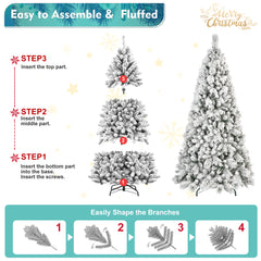 HAOYYE Artificial Flock Christmas Tree with Fireproof PVC and Hard Needle Mixed Branch Tips, Hinged Foldable Base for Easy Assembly and Compact Storage, Durable Thickened Hardware Pole and Stable Stand, Perfect Indoor Holiday Decoration