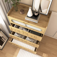 HAOYYE 4-Drawer Wood Dresser, Large Modern Storage Organizer With Wide Drawers, Double Chest Of Drawers For Bedroom, Living Room, Or Hallway, Sturdy And Space-Saving Design
