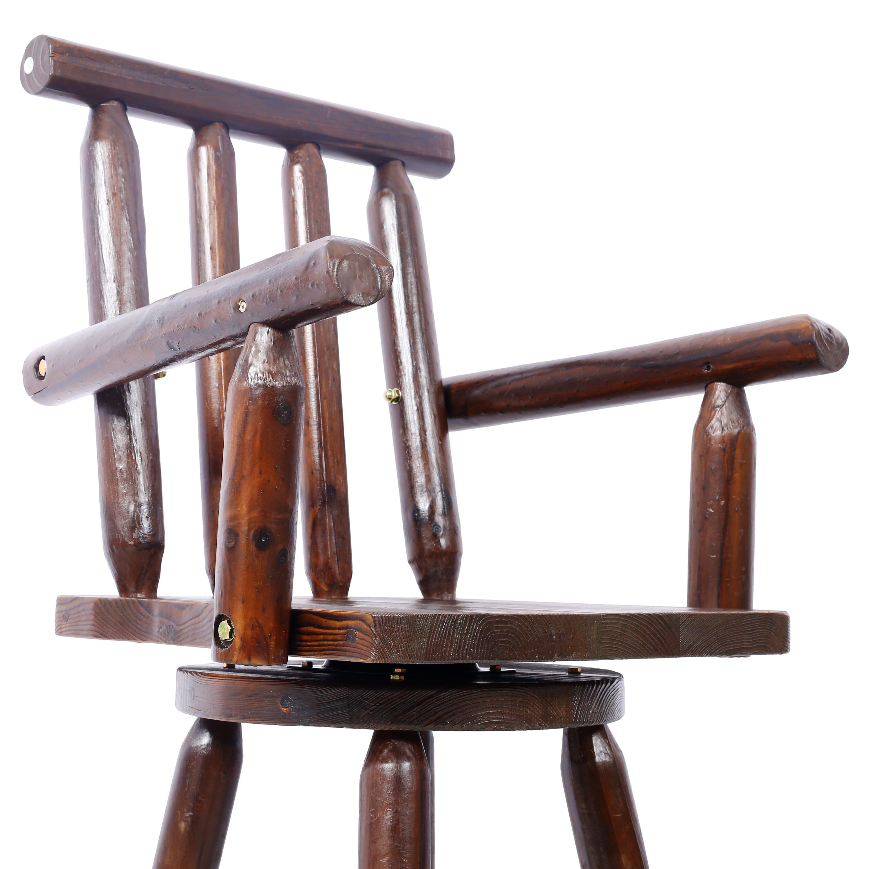 HAOYYE Rustic Bar Stool - Fir Wood Construction, Chair with Footrest,Wide Armrest, Rustic Kitchen Stool, Tall Bistro Chair for Dining Room, Restaurant, Pub, 4-Foot,brown color Sturdy Space-Saving Heavy Duty