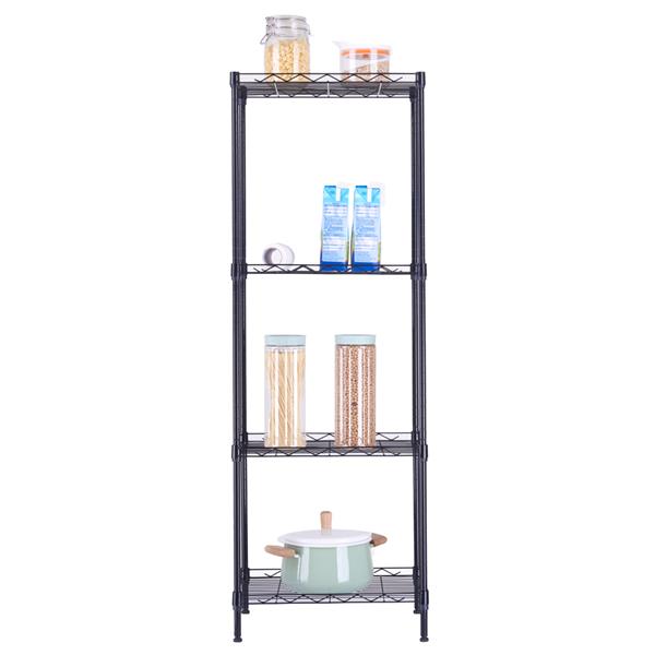 HAOYYE 4-Tier Wire Shelving Unit Metal Storage Rack Black Adjustable Organizer with Leveling Feet for Kitchen Bathroom Office