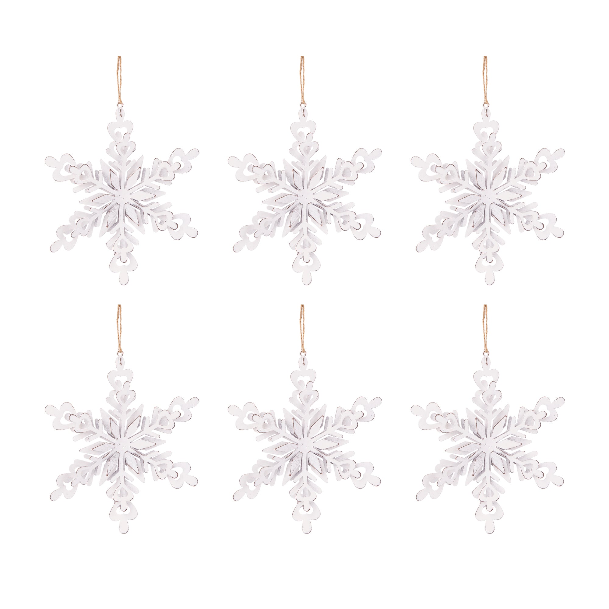 HAOYYE 6.3x1.8x6.7" Iron Snowflake Hanger, Decorative Hanging Ball Christmas Tree Ornaments for Holiday Party Decorations, Set of 6 Sturdy Space-Saving Heavy Duty Modern Design Adults Dorm Room
