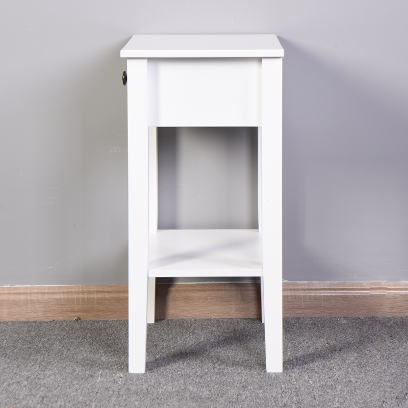 HAOYYE White Bathroom Floor-Standing Storage Table with Drawer, Sturdy Space-Saving, Heavy Duty Modern Design, Easy Assembly, Durable, Stylish and Versatile Home Furniture