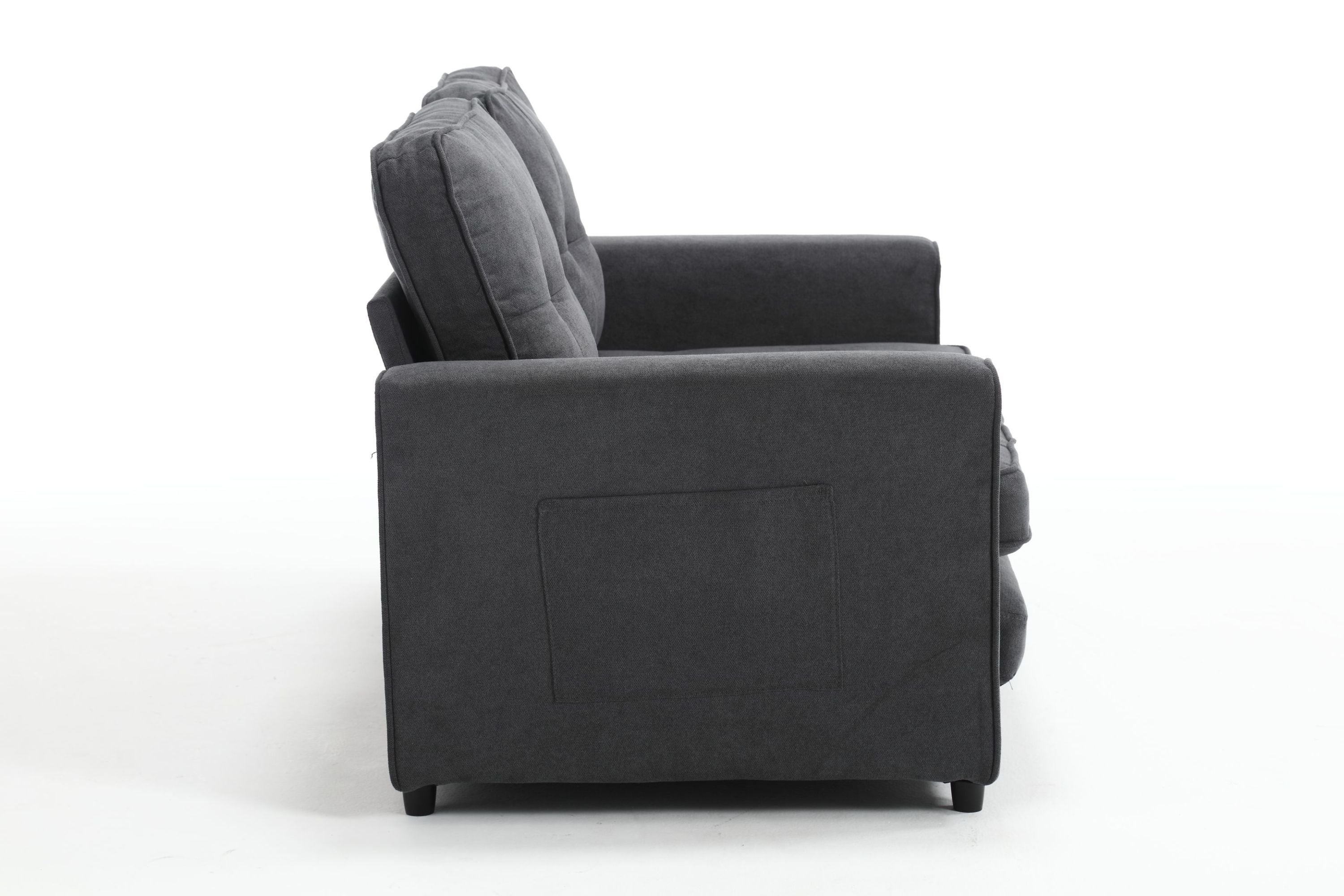 HAOYYE 3-Fold Convertible Futon Couch, Pull Out Sofa Bed, Space-Saving Loveseat Sleeper, Velvet Linen Fabric Upholstery, Heavy Duty Durable Sofa for Living Room, Modern Compact Design, Dark Gray, Light Gray, Beige