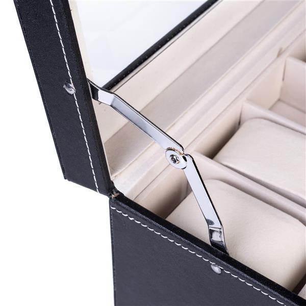 HAOYYE 20 Compartments Dual Layer Wooden Watch Box Black Elegant Storage Case with Soft Cozy Warm Flannel Fleece Interior Premium Quality Watch Organizer Luxury Comfortable Unique Design for Home Decor