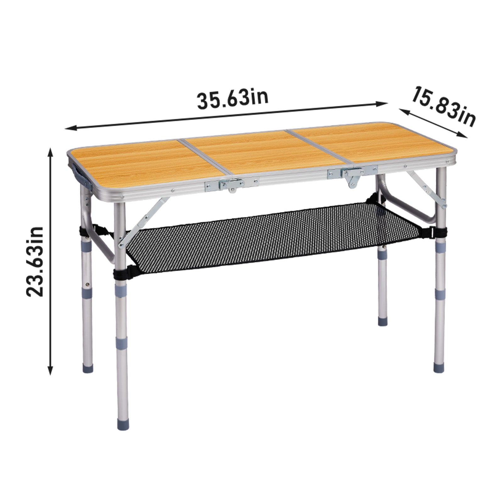 HAOYYE Wooden Pattern with 3 Adjustable Height Outdoor Folding Camping Table, Portable Aluminum Foldable Patio Side Table, Lightweight and Durable Design with Carry Handle for Hiking, Picnic, BBQ, Beach, Indoor or Outdoor Use