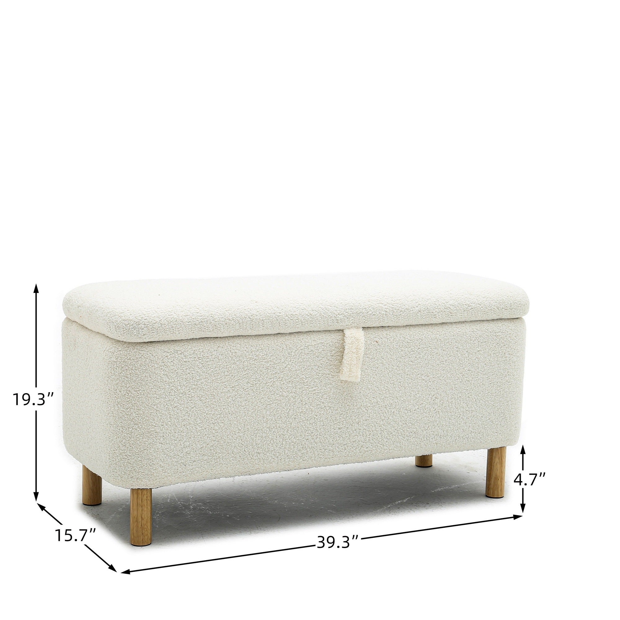 HAOYYE Basics Upholstered Storage Ottoman and Entryway Bench White Sturdy Space-Saving Heavy Duty Modern Design Adults Dorm Room Easy Assembly Bedroom Furniture