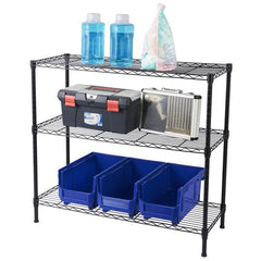 HAOYYE 3-Tier Heavy Duty Adjustable Shelving Unit Black Premium Quality Storage Rack Soft Cozy Warm Flannel Fleece Home Decor Luxury Comfortable Unique Design Perfect for Living Room Bedroom or Office
