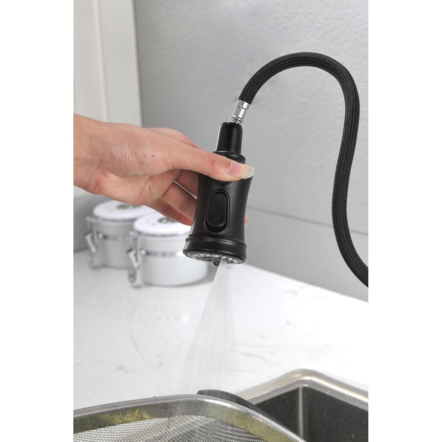 HAOYYE Single Handle High Arc Pull Out Kitchen Faucet,Single Level Stainless Steel Kitchen Sink Faucets with Pull Down Sprayer Sturdy Space-Saving Heavy Duty Modern Design Adults Dorm Room Easy Assembly