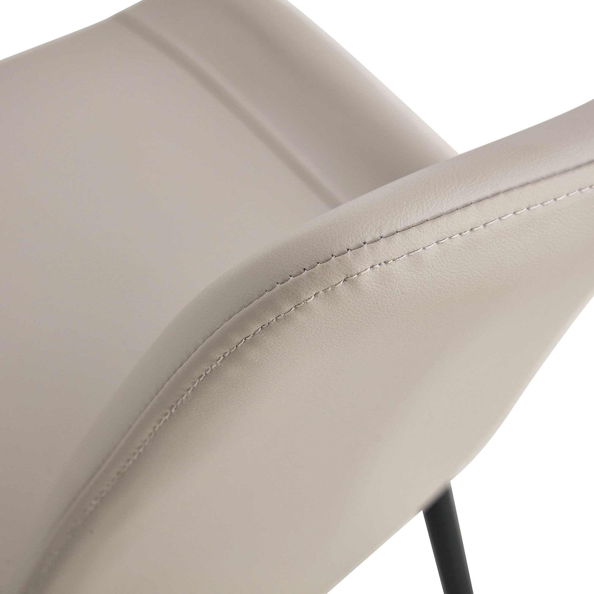 HAOYYE Light Gray Faux Leather Dining Chair, Cushioned Backrest, Black Metal Legs, Widened Seat Design, Comfortable and Stylish, Perfect for Restaurants, Kitchens, Bedrooms, and Offices (Set of 4)