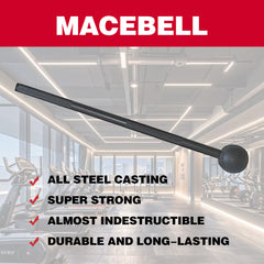 HAOYYE 30LB Macebell Strength Training Mace Hammer Solid Steel Construction with Textured Non Slip Handle for Functional Fitness Full Body Workouts Swinging and Conditioning Exercises at Home or Gym