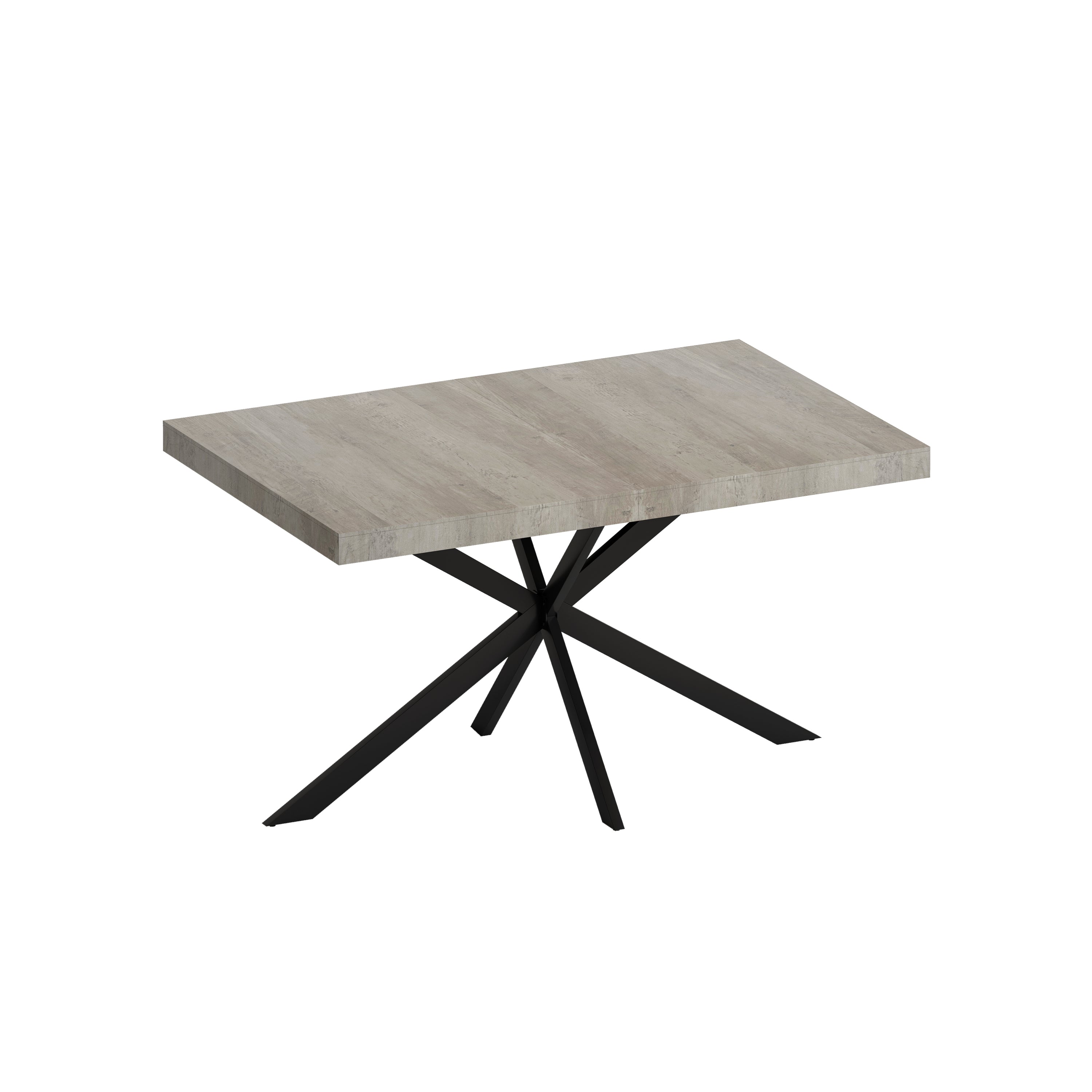 HAOYYE Retro Rectangular Extendable Dining Table, Gray Carole Top with Black Embossed Center Plate, Sturdy Black Cross Iron Base, Modern Dining Table with Built-in Storage Box, Space-Saving Design for Dining Room, Kitchen, and Apartment, Easy Assembly