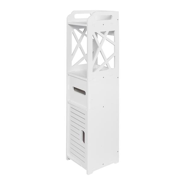 HAOYYE Bathroom Storage Shelf with Drawer and Multi-Compartment Organizer, Waterproof and Anti-Rot, White, Soft Cozy Warm Flannel Fleece Home Decor, Luxury Comfortable Unique Design, Environmental-Friendly Premium Quality Decorative Cabinet